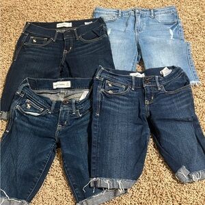 bundle of 4 abercrombie and fitch girls knee length jean shorts